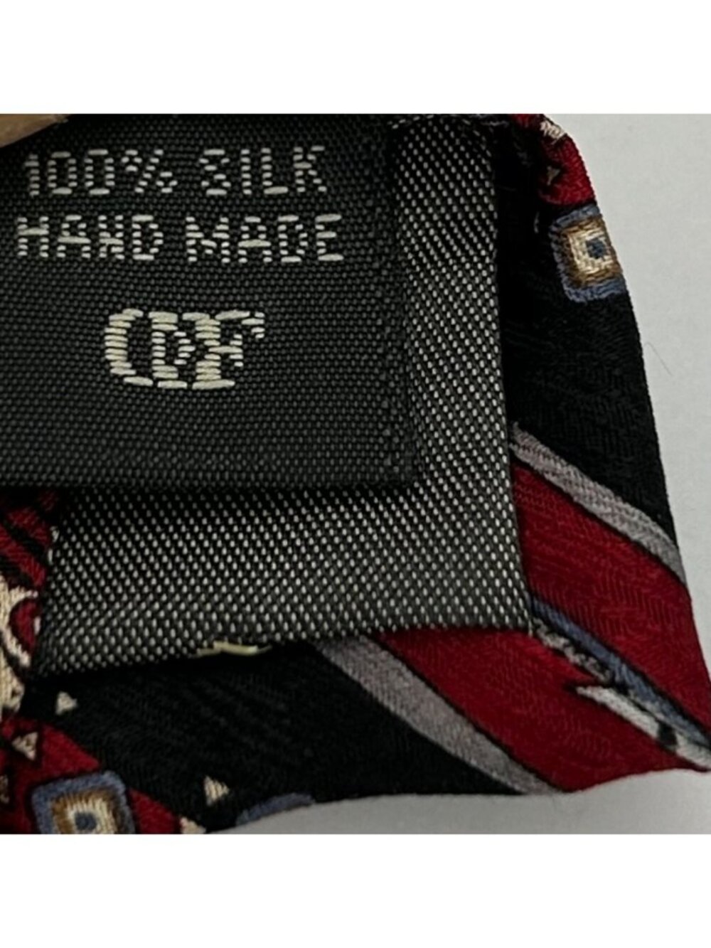 Vintage Daniel De Fasson Red Black Men's Silk Tie Ornate Pattern Greek Columns - Picture 5 of 6